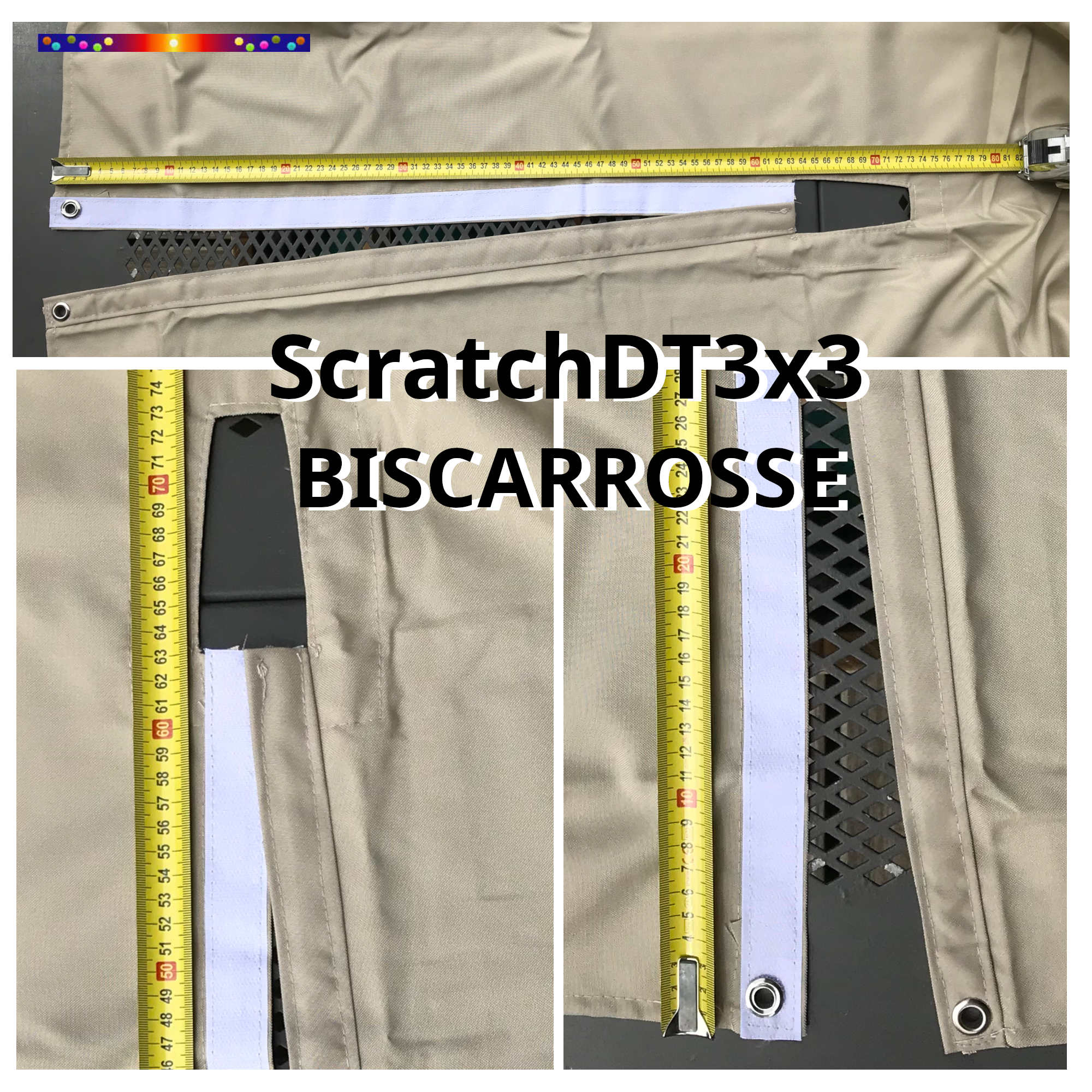 Scratch de la toile pour parasol déporté CARRE 3X3 Biscarrosse 7 baleines+ mat de déport.